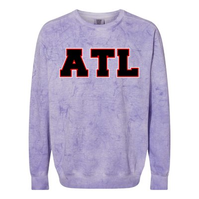 ATL Atlanta, Georgia College Letters Football Fan Block Letters Colorblast Crewneck Sweatshirt