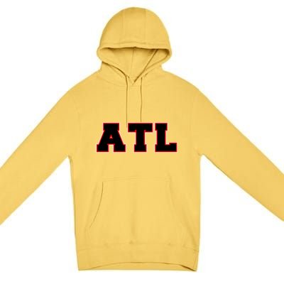 ATL Atlanta, Georgia College Letters Football Fan Block Letters Premium Pullover Hoodie