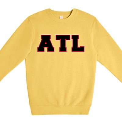 ATL Atlanta, Georgia College Letters Football Fan Block Letters Premium Crewneck Sweatshirt