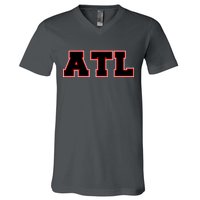 ATL Atlanta, Georgia College Letters Football Fan Block Letters V-Neck T-Shirt