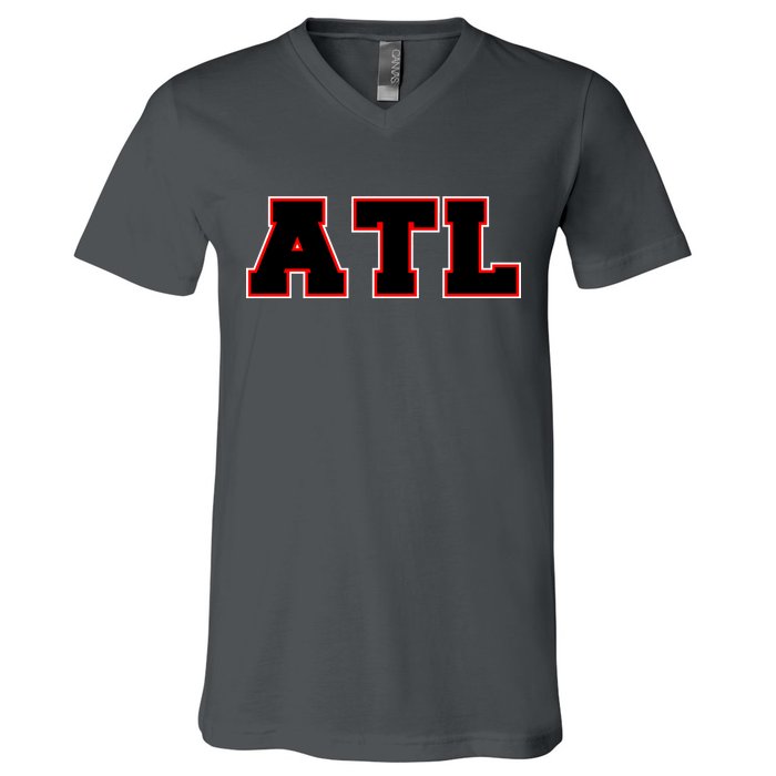 ATL Atlanta, Georgia College Letters Football Fan Block Letters V-Neck T-Shirt