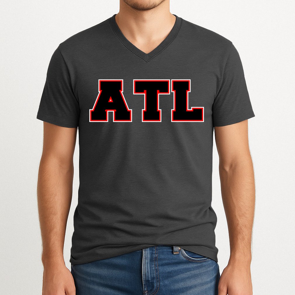 ATL Atlanta, Georgia College Letters Football Fan Block Letters V-Neck T-Shirt