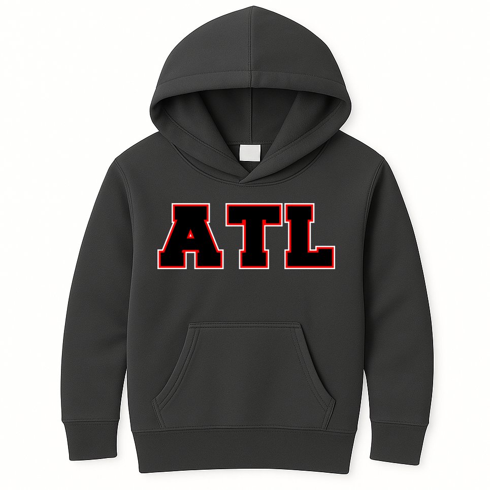 ATL Atlanta, Georgia College Letters Football Fan Block Letters Kids Hoodie