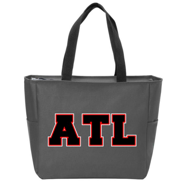 ATL Atlanta, Georgia College Letters Football Fan Block Letters Zip Tote Bag