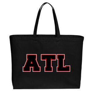 ATL Atlanta, Georgia College Letters Football Fan Block Letters Cotton Canvas Jumbo Tote