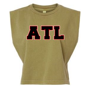 ATL Atlanta, Georgia College Letters Football Fan Block Letters Garment-Dyed Women's Muscle Tee