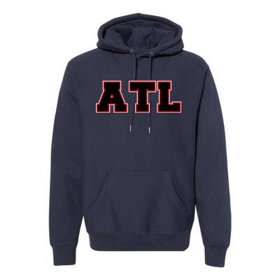 ATL Atlanta, Georgia College Letters Football Fan Block Letters Premium Hoodie