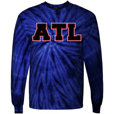 ATL Atlanta, Georgia College Letters Football Fan Block Letters Tie-Dye Long Sleeve Shirt