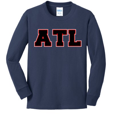 ATL Atlanta, Georgia College Letters Football Fan Block Letters Kids Long Sleeve Shirt