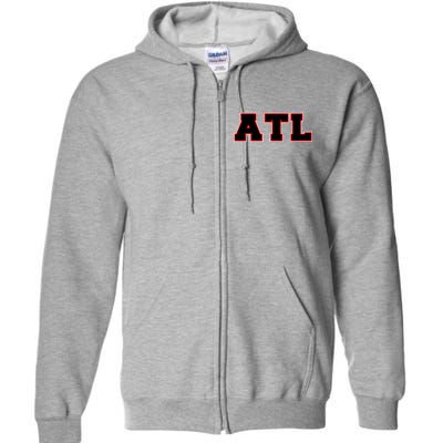 ATL Atlanta, Georgia College Letters Football Fan Block Letters Full Zip Hoodie