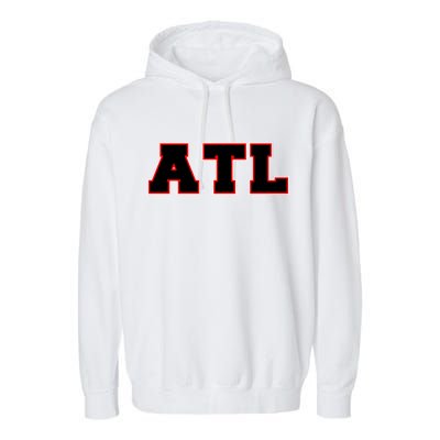 ATL Atlanta, Georgia College Letters Football Fan Block Letters Garment-Dyed Fleece Hoodie