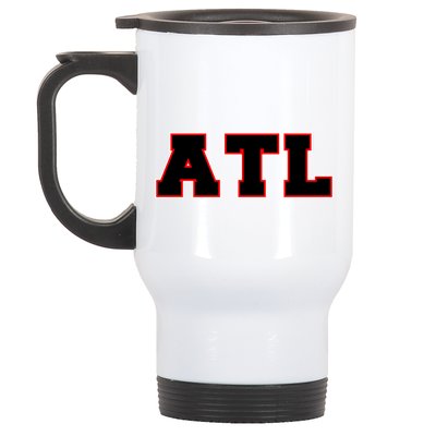 ATL Atlanta, Georgia College Letters Football Fan Block Letters Stainless Steel Travel Mug