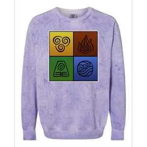 ATL Nation Air Bending Symbols Fire Earth Water Colorblast Crewneck Sweatshirt