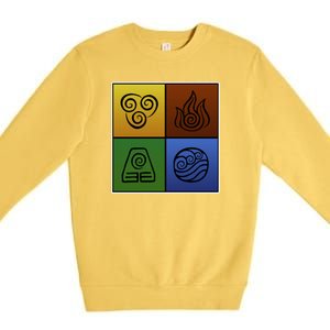 ATL Nation Air Bending Symbols Fire Earth Water Premium Crewneck Sweatshirt