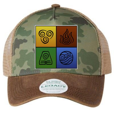 ATL Nation Air Bending Symbols Fire Earth Water Legacy Tie Dye Trucker Hat