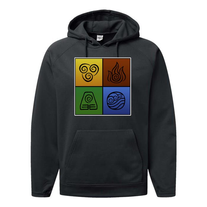 ATL Nation Air Bending Symbols Fire Earth Water Performance Fleece Hoodie