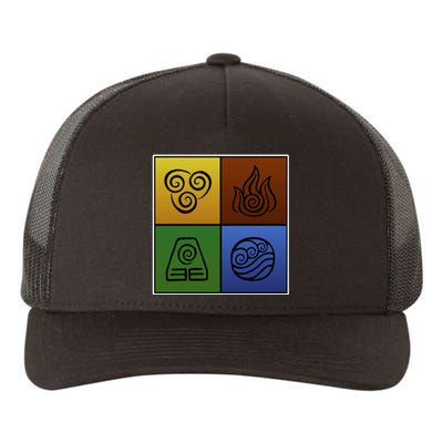 ATL Nation Air Bending Symbols Fire Earth Water Yupoong Adult 5-Panel Trucker Hat