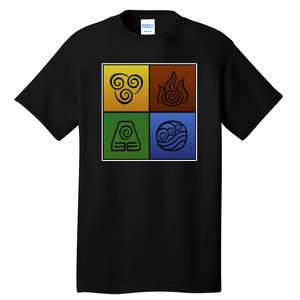 ATL Nation Air Bending Symbols Fire Earth Water Tall T-Shirt