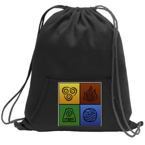 ATL Nation Air Bending Symbols Fire Earth Water Sweatshirt Cinch Pack Bag