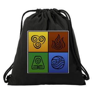 ATL Nation Air Bending Symbols Fire Earth Water Drawstring Bag