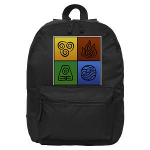 ATL Nation Air Bending Symbols Fire Earth Water 16 in Basic Backpack