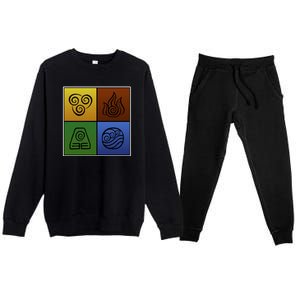 ATL Nation Air Bending Symbols Fire Earth Water Premium Crewneck Sweatsuit Set