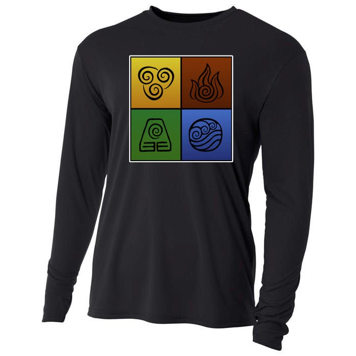 ATL Nation Air Bending Symbols Fire Earth Water Cooling Performance Long Sleeve Crew