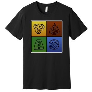 ATL Nation Air Bending Symbols Fire Earth Water Premium T-Shirt