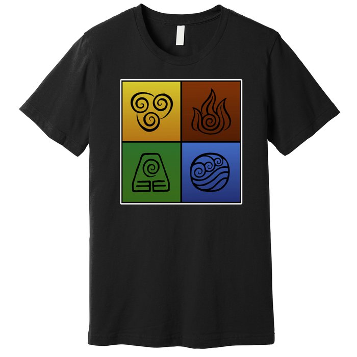 ATL Nation Air Bending Symbols Fire Earth Water Premium T-Shirt