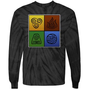 ATL Nation Air Bending Symbols Fire Earth Water Tie-Dye Long Sleeve Shirt