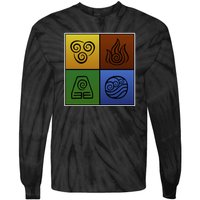 ATL Nation Air Bending Symbols Fire Earth Water Tie-Dye Long Sleeve Shirt