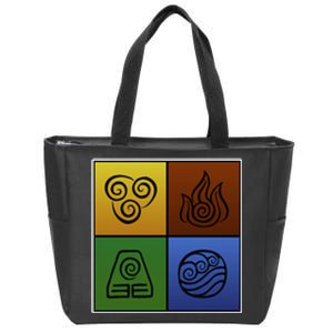 ATL Nation Air Bending Symbols Fire Earth Water Zip Tote Bag