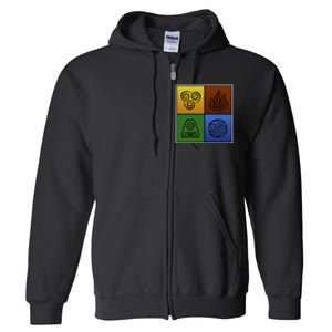 ATL Nation Air Bending Symbols Fire Earth Water Full Zip Hoodie