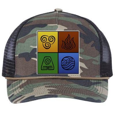 ATL Nation Air Bending Symbols Fire Earth Water Retro Rope Trucker Hat Cap