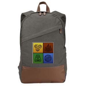 ATL Nation Air Bending Symbols Fire Earth Water Cotton Canvas Backpack