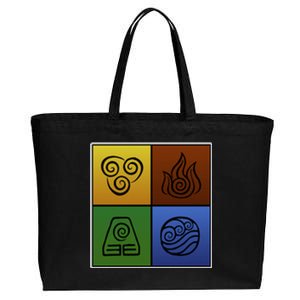 ATL Nation Air Bending Symbols Fire Earth Water Cotton Canvas Jumbo Tote