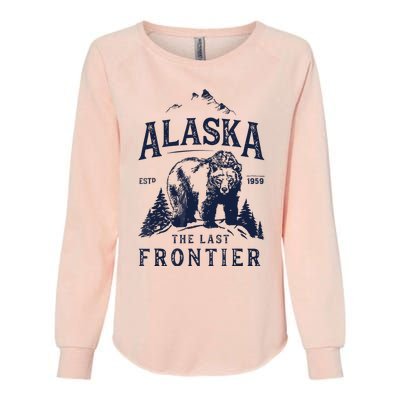 Alaska The Last Frontier Bear Home Womens California Wash Sweatshirt