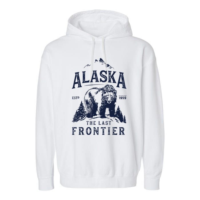 Alaska The Last Frontier Bear Home Garment-Dyed Fleece Hoodie