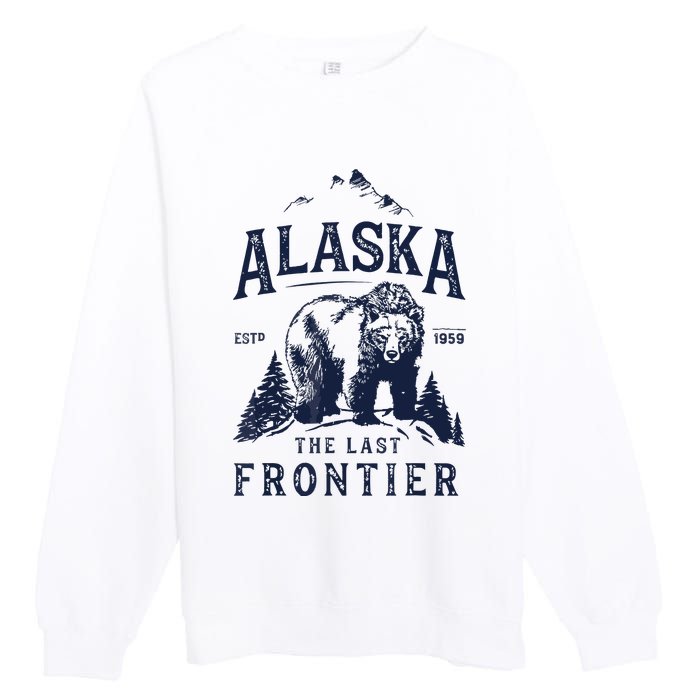 Alaska The Last Frontier Bear Home Premium Crewneck Sweatshirt