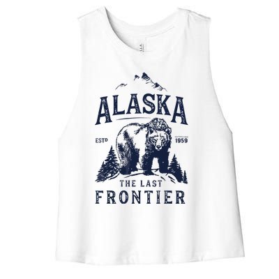 Alaska The Last Frontier Bear Home Women's Racerback Cropped Tank