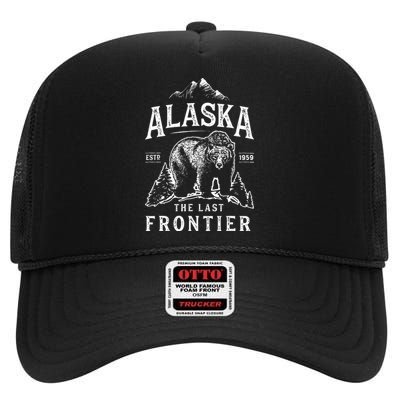 Alaska The Last Frontier Bear Home High Crown Mesh Back Trucker Hat