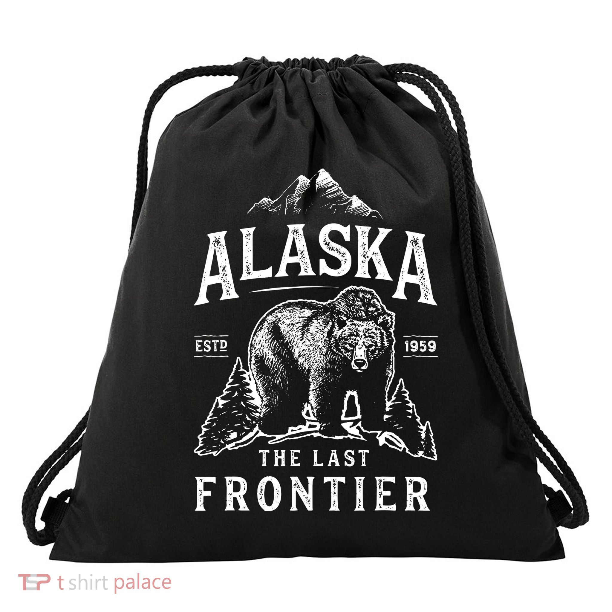 Alaska The Last Frontier Bear Home Drawstring Bag