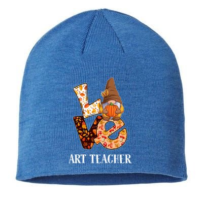 Art Teacher Love Autumn Fall Gnome For Teachers Gift Sustainable Beanie