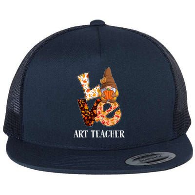 Art Teacher Love Autumn Fall Gnome For Teachers Gift Flat Bill Trucker Hat