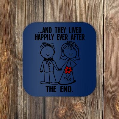 And They Lived Happily Ever After The End Funny Marriage Gift Coaster