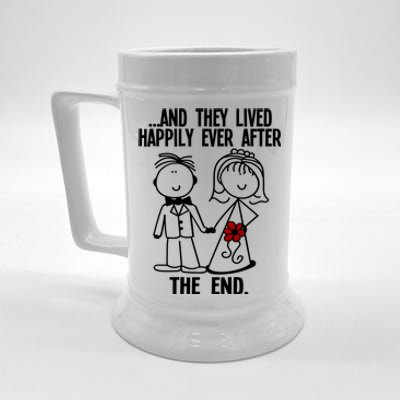 And They Lived Happily Ever After The End Funny Marriage Gift Beer Stein