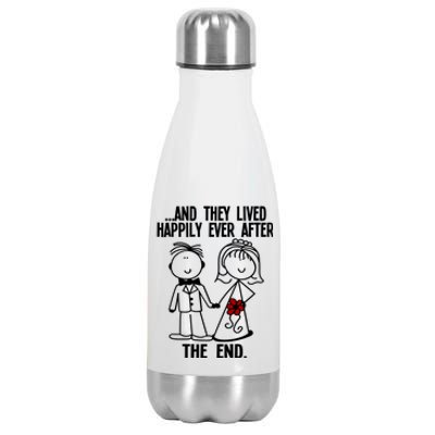 And They Lived Happily Ever After The End Funny Marriage Gift Stainless Steel Insulated Water Bottle