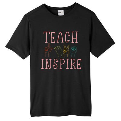 ASL Teach Love Inspire Sign Language Teacher Gift Tall Fusion ChromaSoft Performance T-Shirt