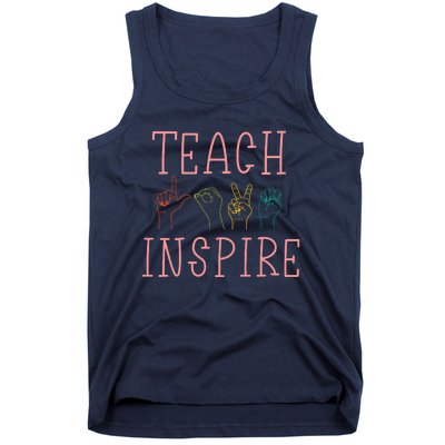 ASL Teach Love Inspire Sign Language Teacher Gift Tank Top