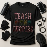 Asl Teach Love Inspire Sign Language Teacher Cooling Performance Crew T-Shirt